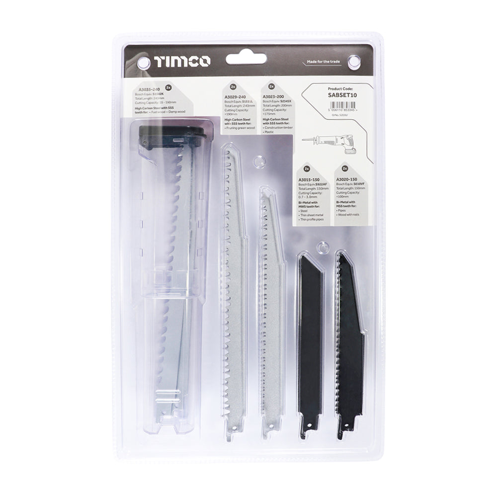 Timco Reciprocating Saw Blade Mixed Set 10-Pack
