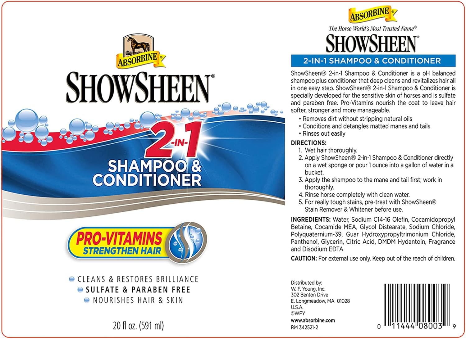 Absorbine Showsheen 2 in 1 Shampoo & Conditioner 591ml