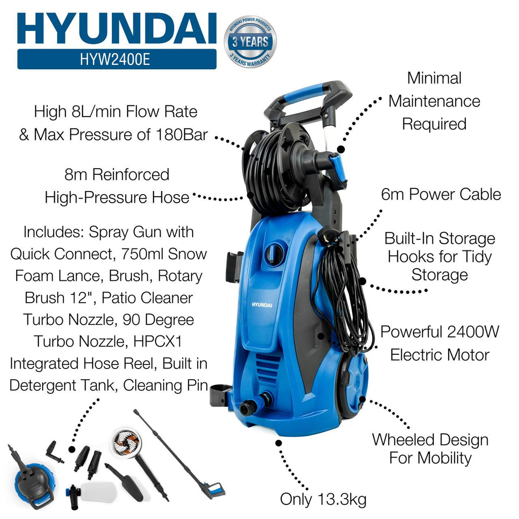 Hyundai HYW2400E Electric Pressure Washer 2610psi