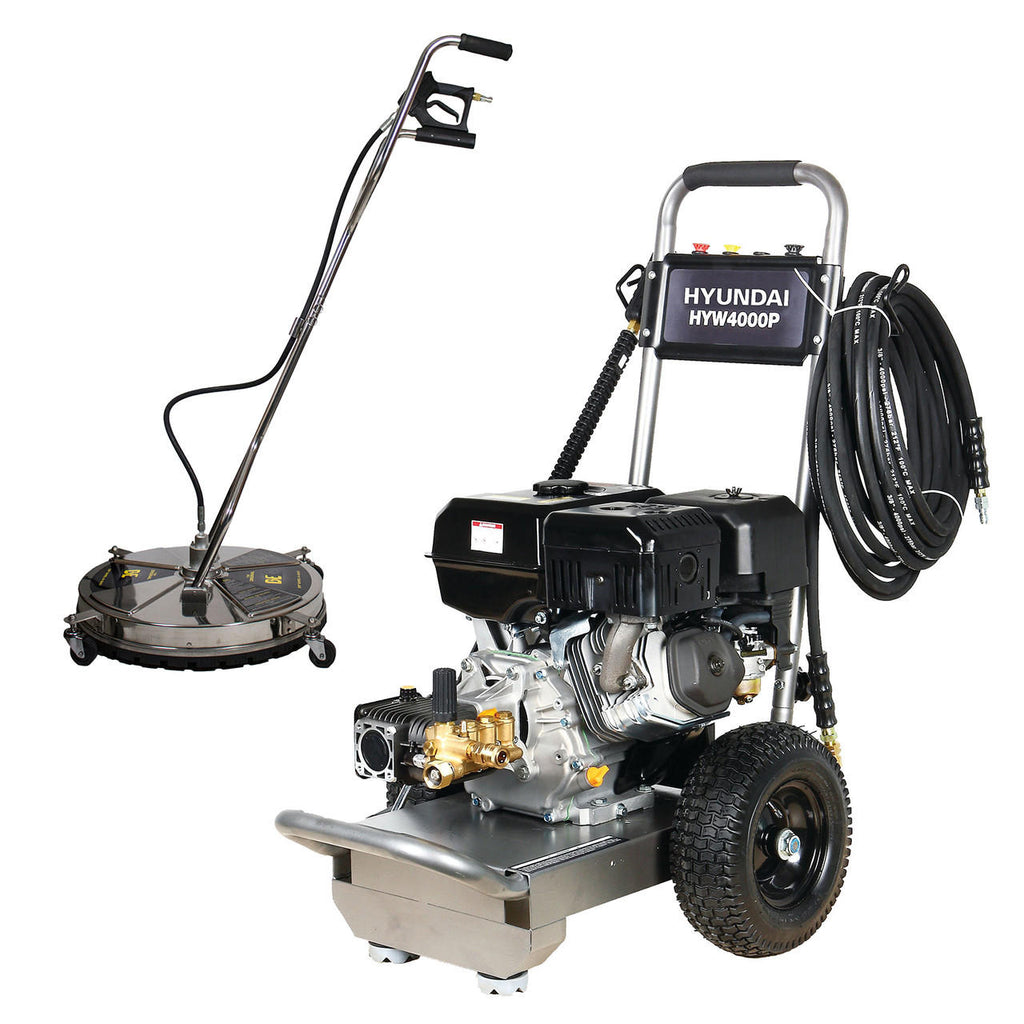 Hyundai HYW4000P Petrol Pressure Washer & 24" Flat Surface Cleaner